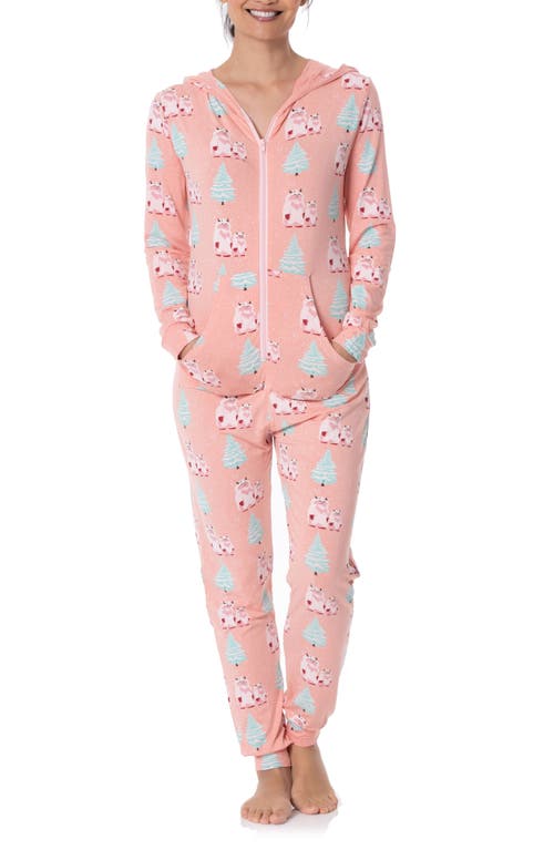 KicKee Pants Hooded Pajama Jumpsuit in Blush Yeti 