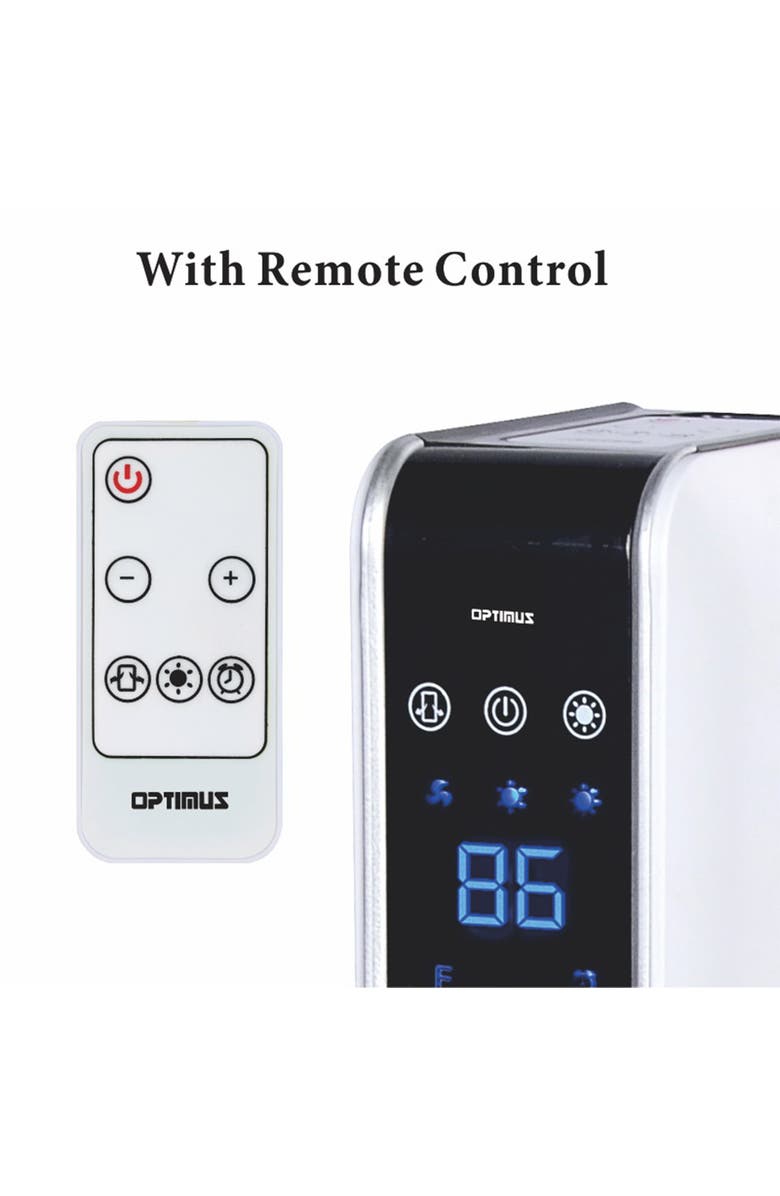 Optimus 29 in. Oscillating Tower Heater w/ Digital Temperature Readout & Remote, Alternate, color, White