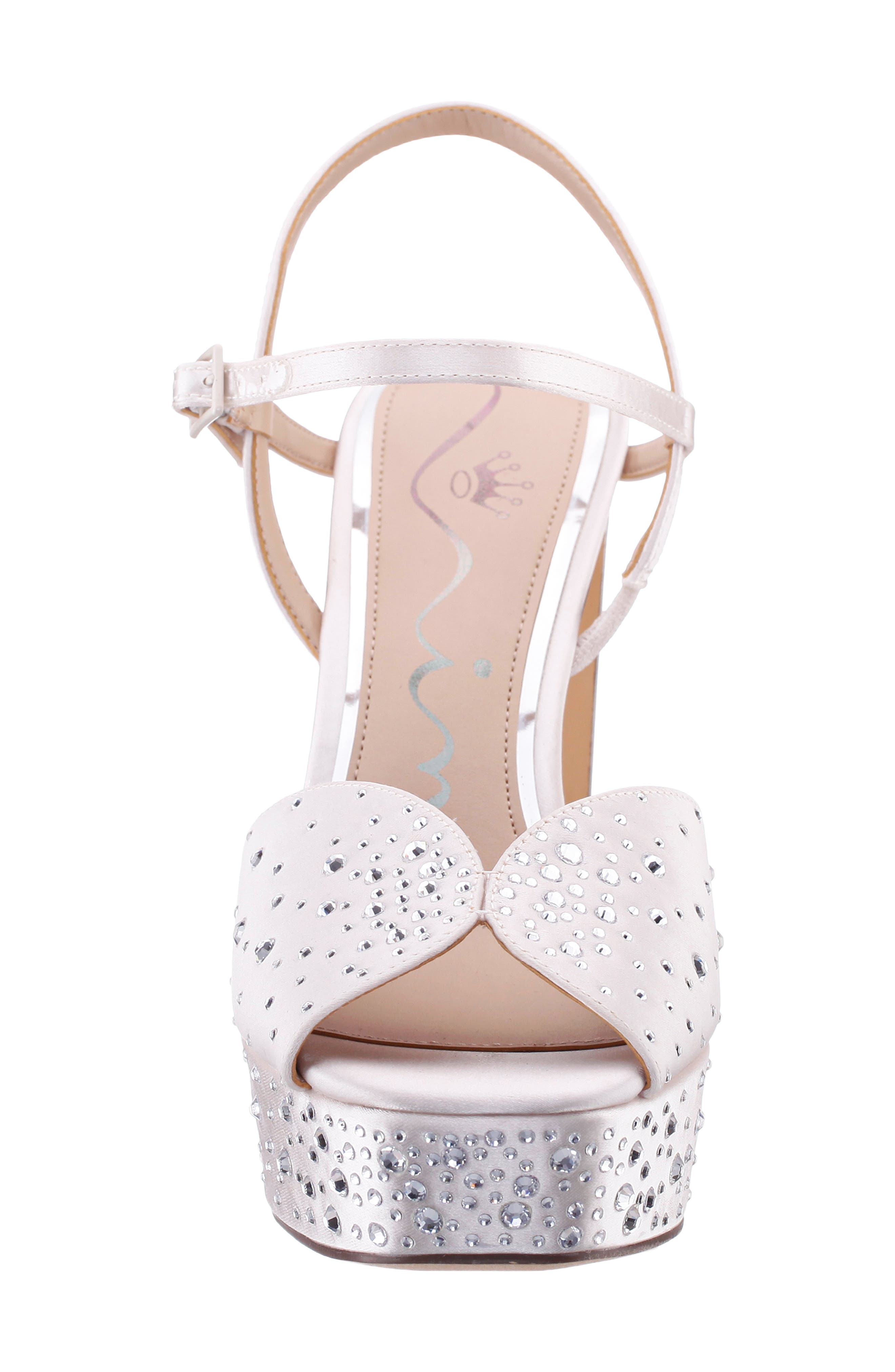 Nina Addison Slingback Peep Toe Platform Sandal, Alternate, color, Ivory