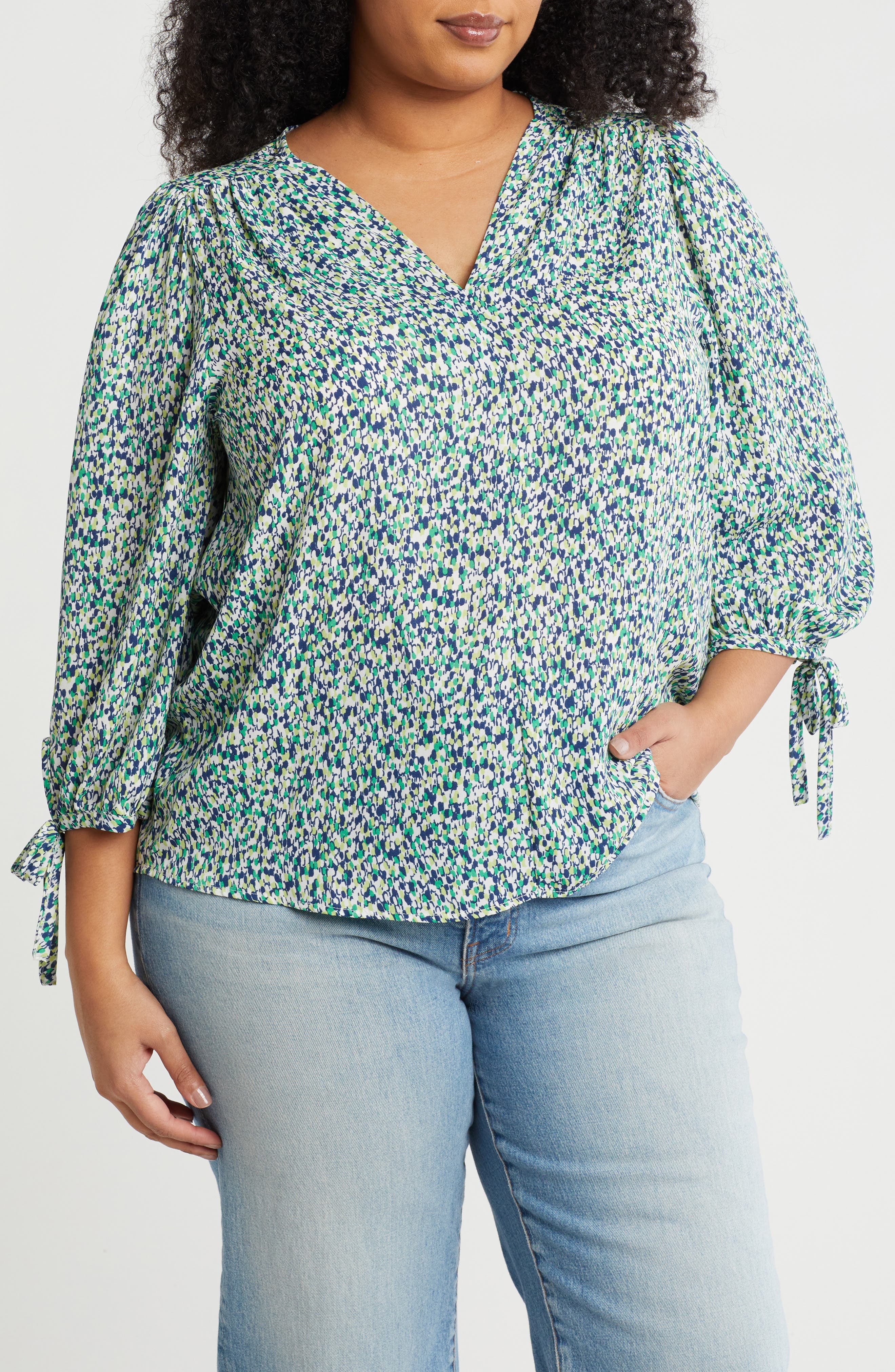 Renee C V-Neck Three-Quarter Sleeve Top