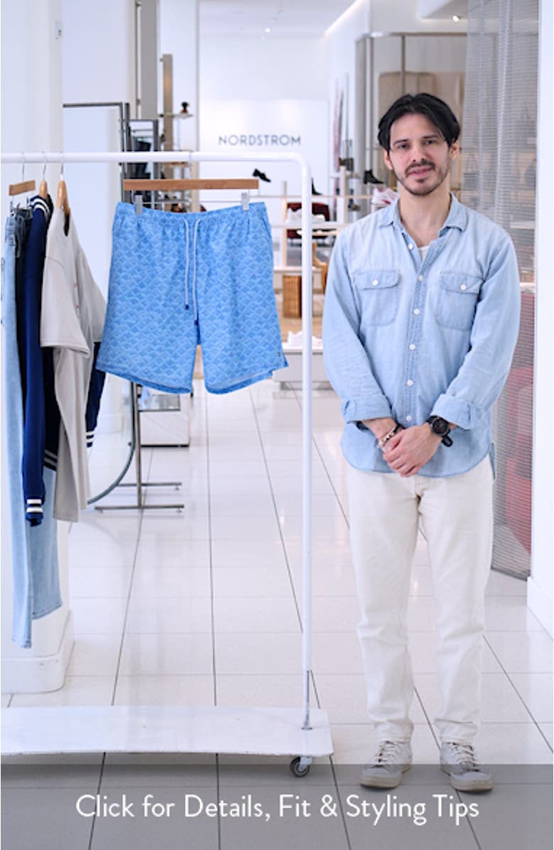 Coronado Stingray Print Swim Trunks, sales video thumbnail