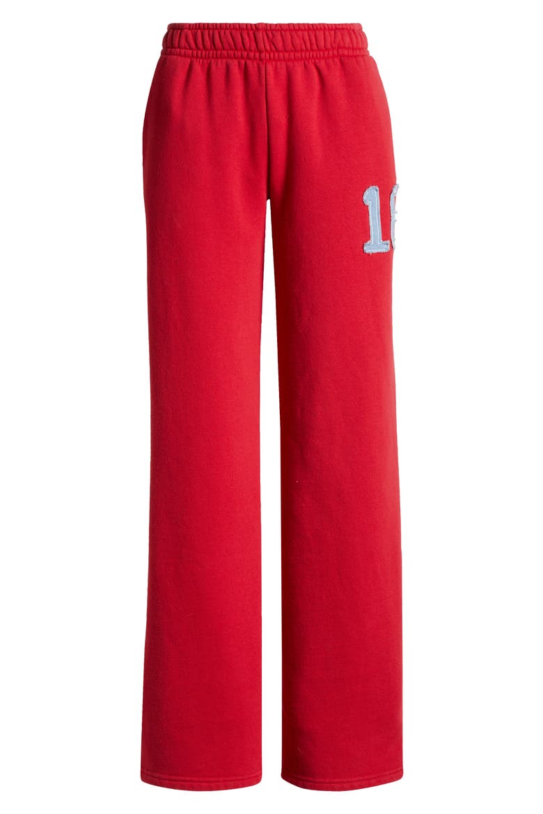Denim 18 Appliqué Baggy Sweatpants, Alternate, color, RED