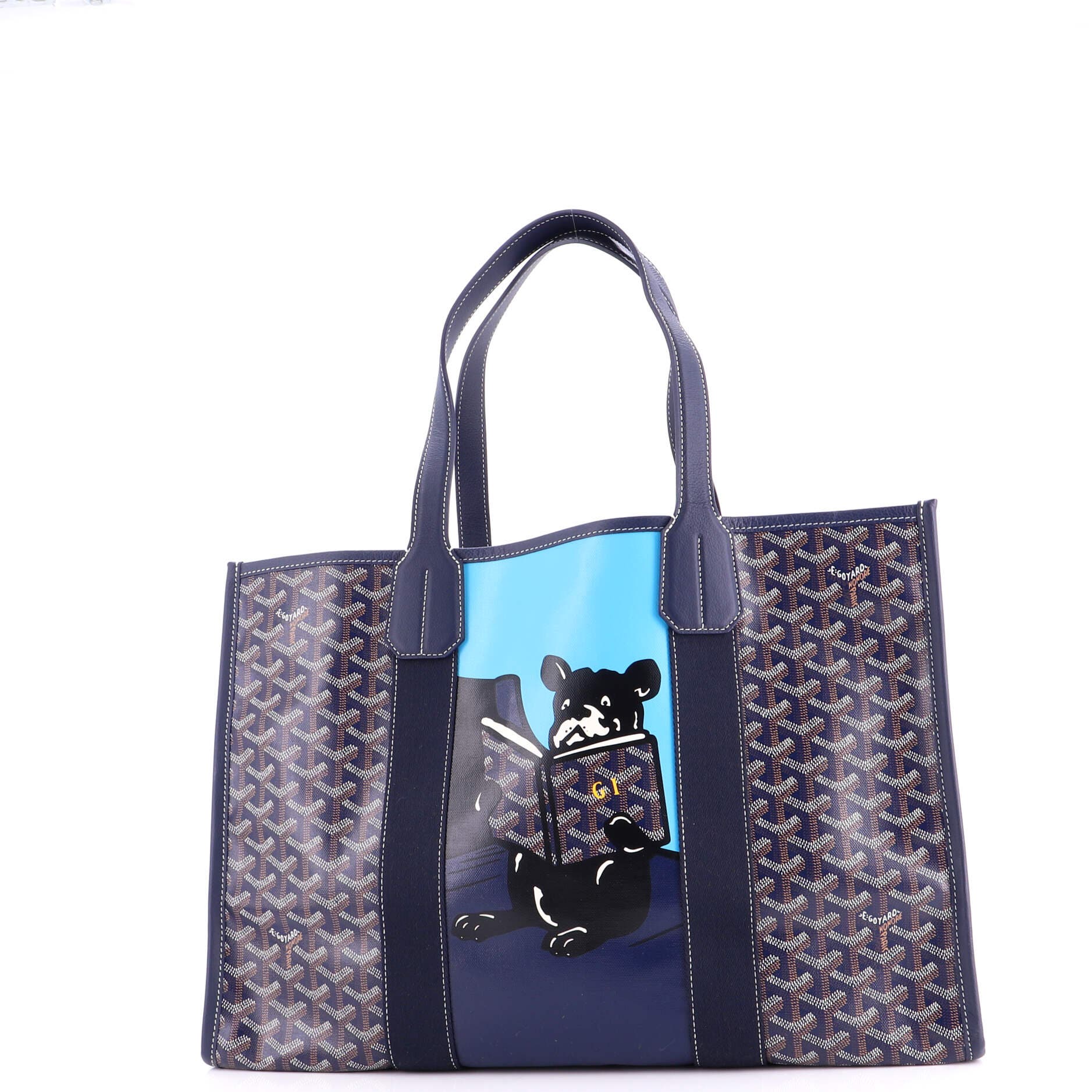 Pre-Owned Goyard Villette Tote Printed Coated Canvas MM, Alternate, color, Blue