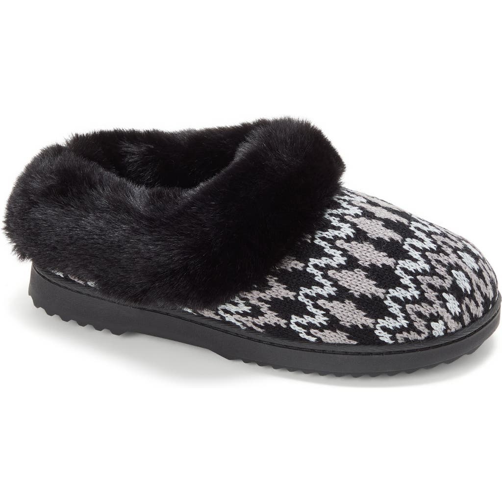 Dearfoams Hannah Festive Knit Clog Slipper In Black
