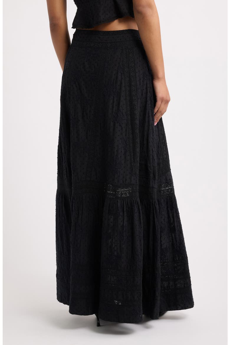 Araminta Lace Clip Dot Maxi Skirt, Alternate, color, BLACK