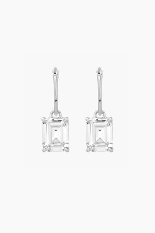 Bearfruit Jewelry Sterling Silver 18k Gold Plated Sparkle Dangling Pendant Hoop Earrings In Silver