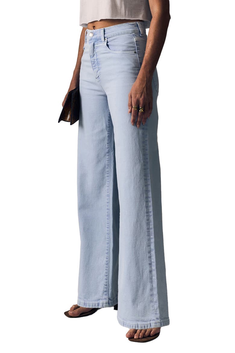 High Waist Wide Leg Column Jeans, Alternate, color, POWDER BLUE