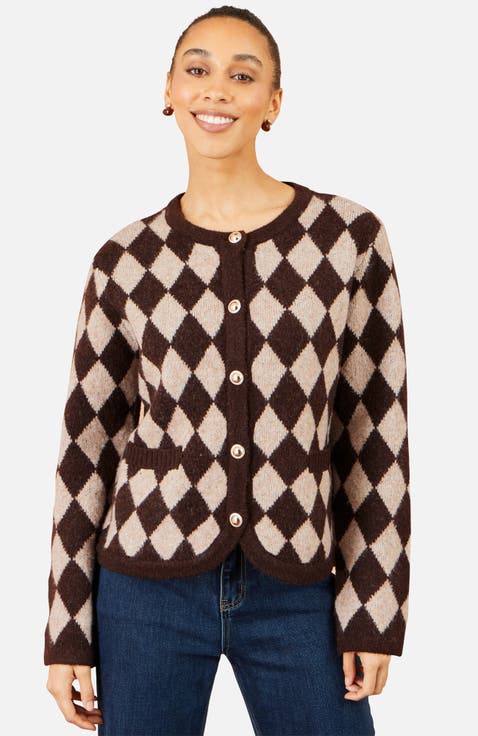 Argyll Button-front Knit Cardigan