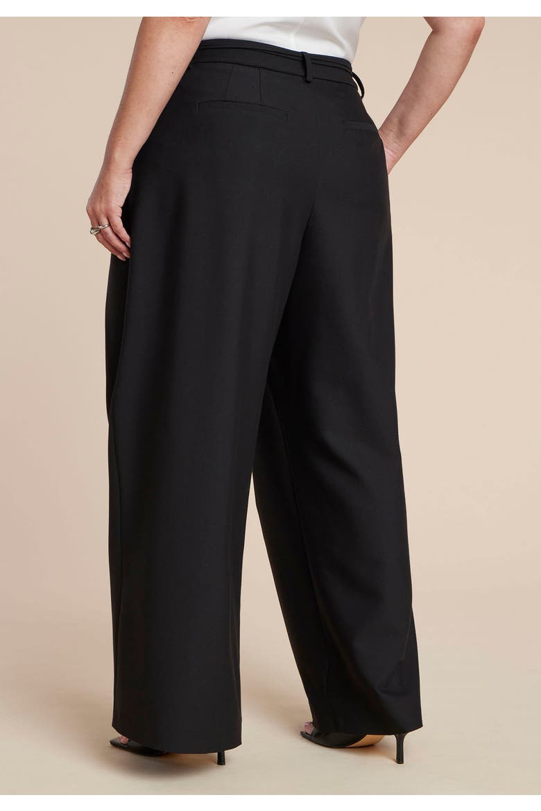 Wide Leg Pleated Trouser With Long Belt, Alternate, color, BLACK ONYX