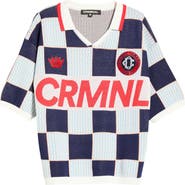CRIMINAL DAMAGE Checkerboard Embroidered Jacquard Knit Polo