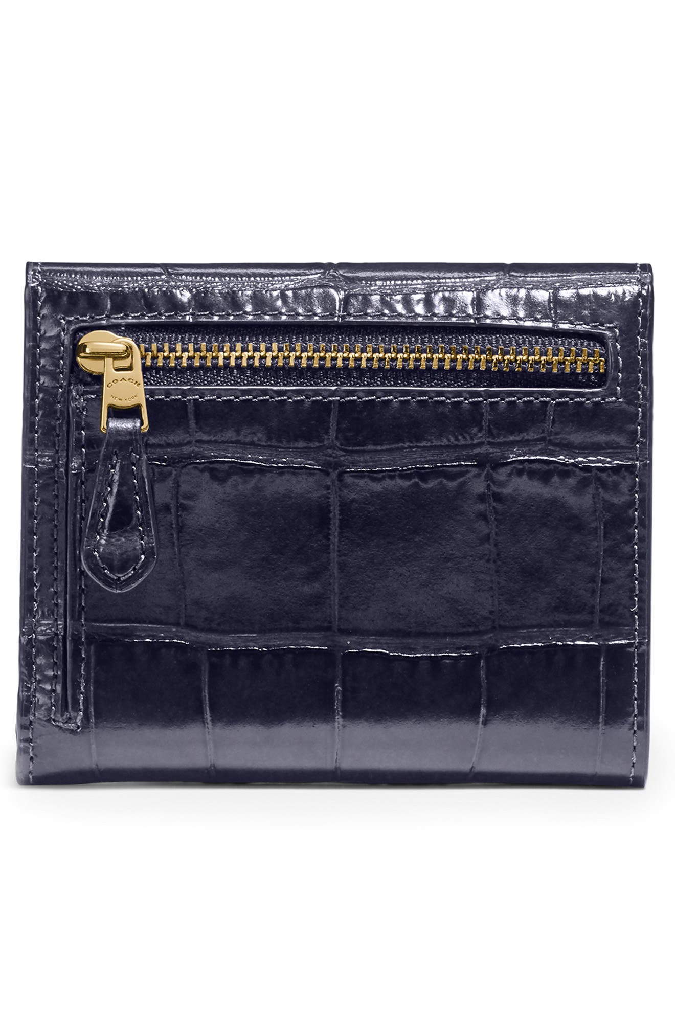 COACH Small Crocodile Embossed Leather Wallet (Women) | Nordstrom