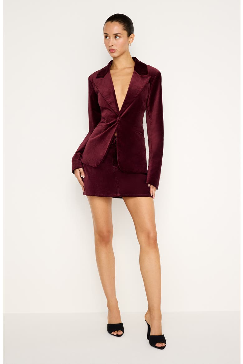 Sculpted Velvet Blazer, Alternate, color, OXBLOOD002