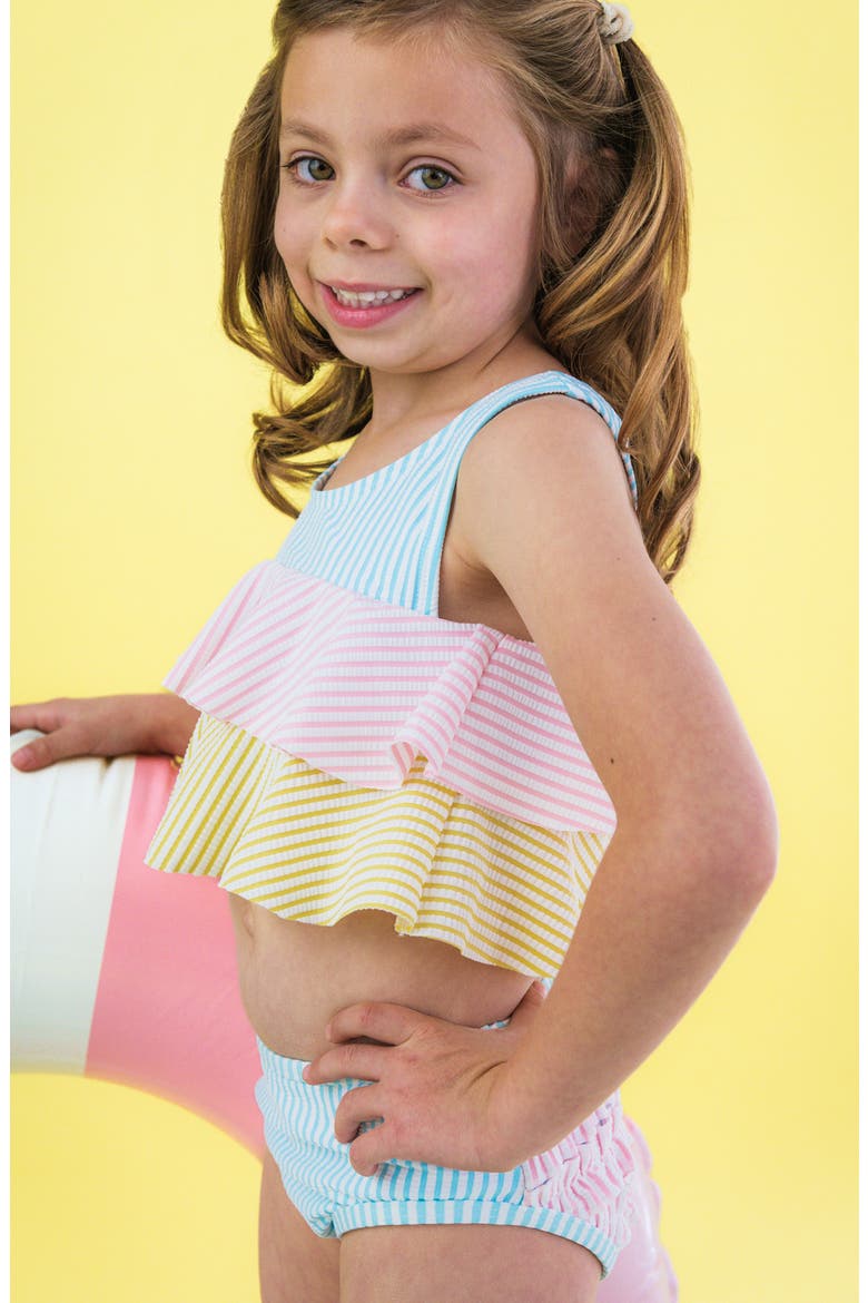 Kids' Seersucker Two-Piece Swimsuit, Alternate, color, BLUE MULTI