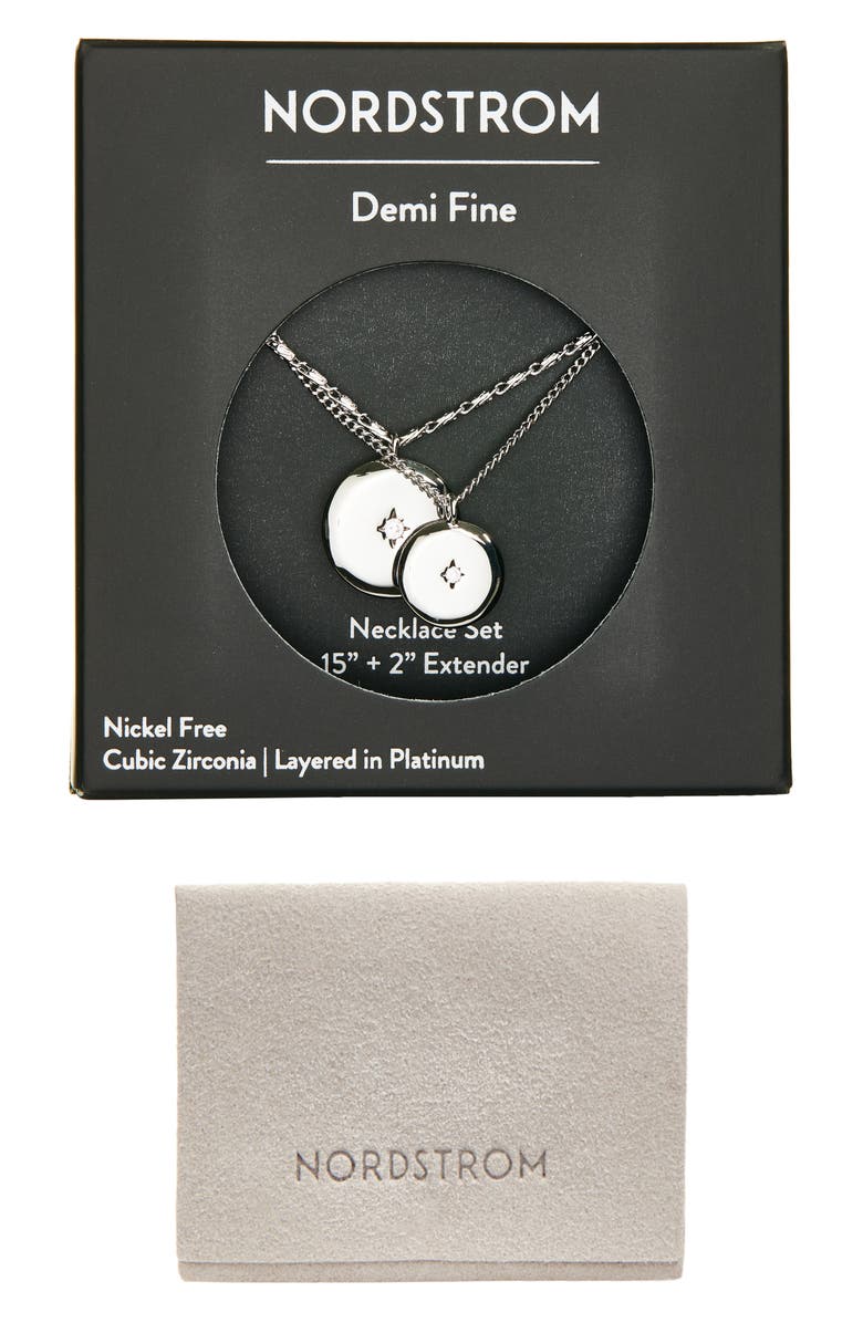 Nordstrom Set of 2 Cubic Zirconia Starburst Pendant Necklaces, Alternate, color,