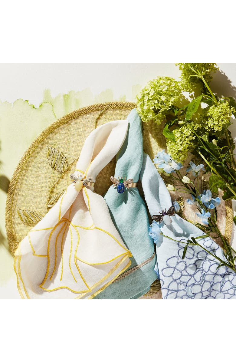 Joanna Buchanan Etched wing bug skinny napkin rings, set of four, Alternate, color, Yellow