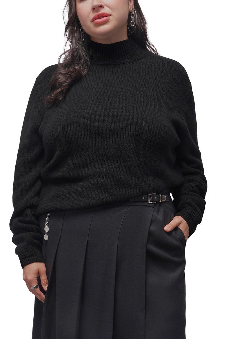 The Everyday Mock Neck Sweater, Alternate, color, BLACK