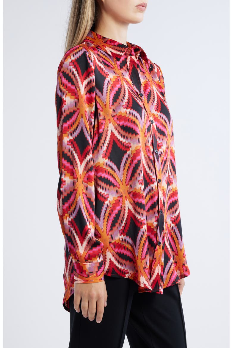 Satin Button-Up Top, Alternate, color, BLACK ROSE