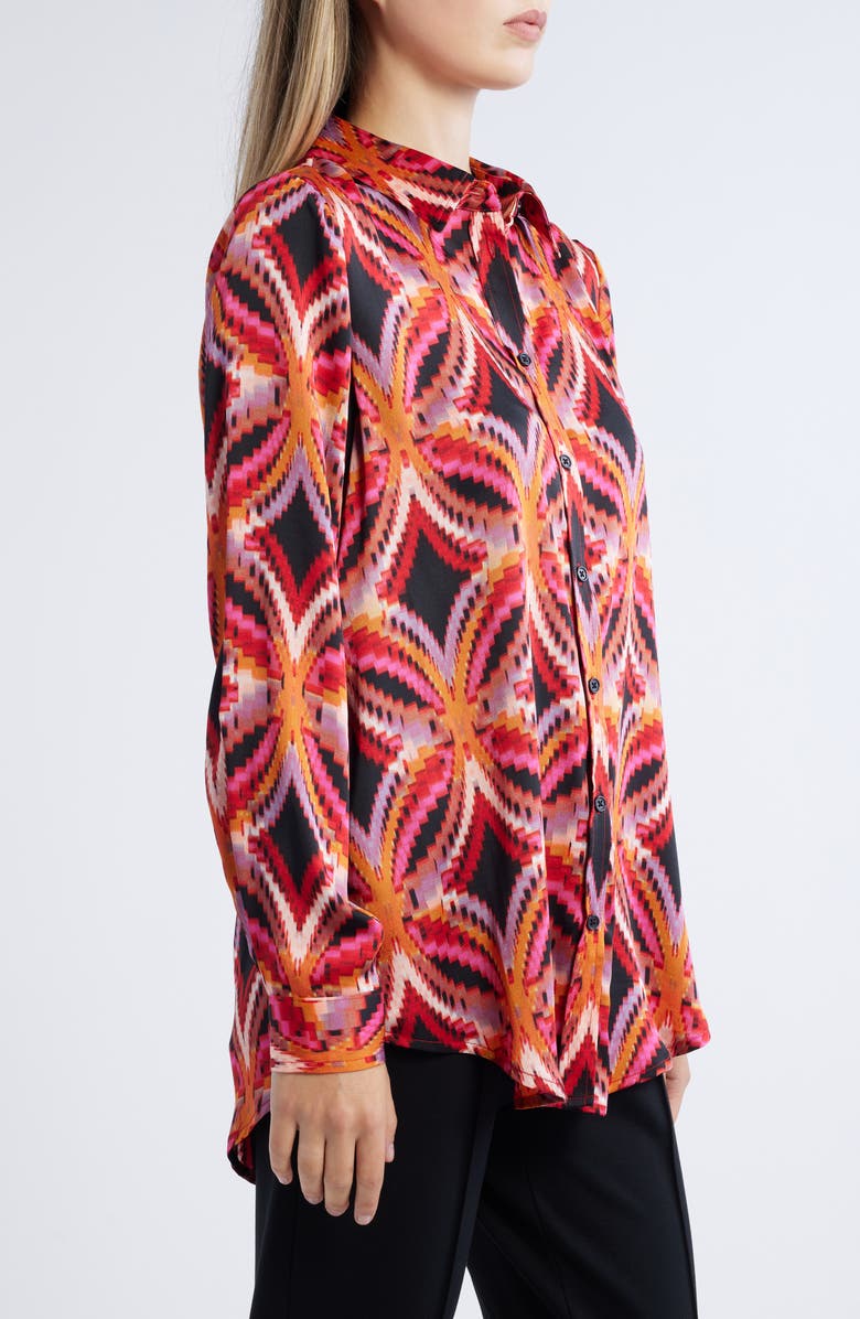 Tahari ASL Satin Button-Up Top, Alternate, color, Black Rose