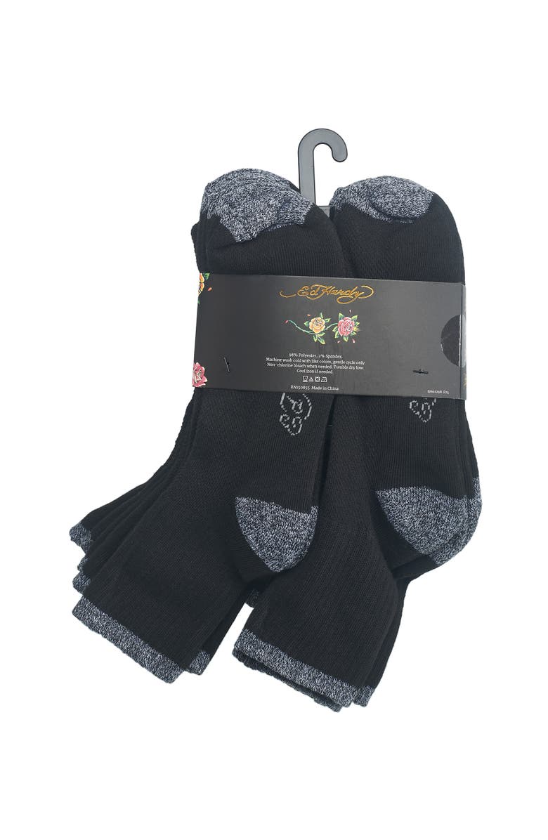Ed Hardy Mens Basic Half Cushion Mid Crew Sock 8-Pack, Alternate, color, Black