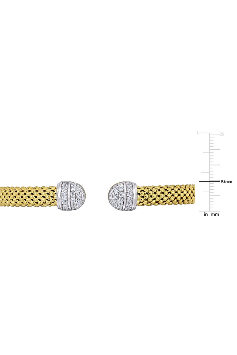 Cubic Zirconia Open Bangle Two-Tone Silver, Alternate, color, Yellow-Plated