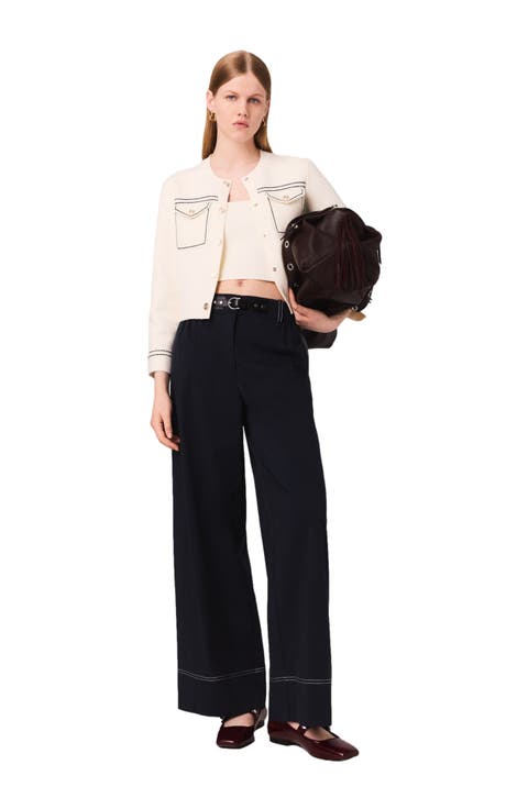 Topstitched cropped cardigan