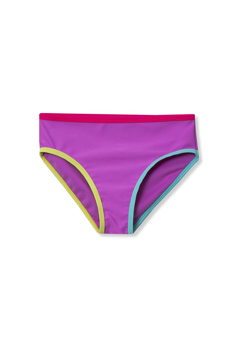 Girls Chlorine Resistant Contrast Bikini Bottoms, Main, color, Purple Orchid