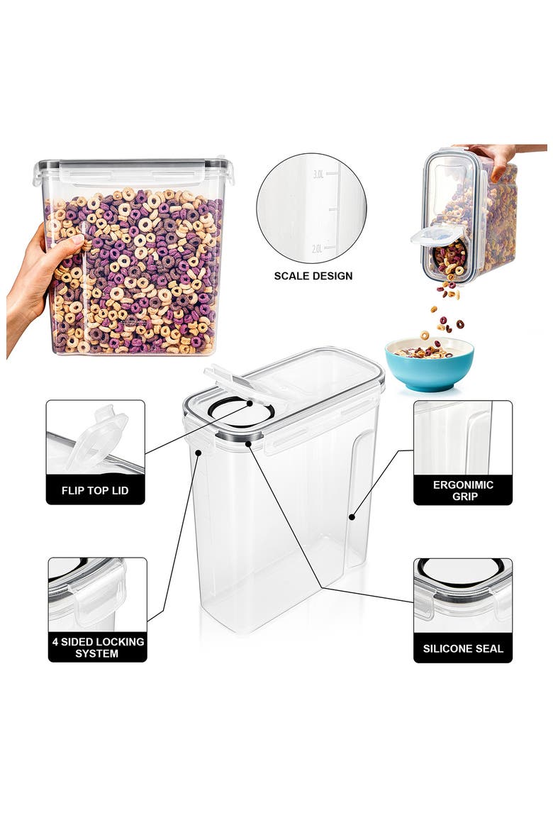 6-Pack Airtight Cereal Storage Containers, Alternate, color, CLEAR