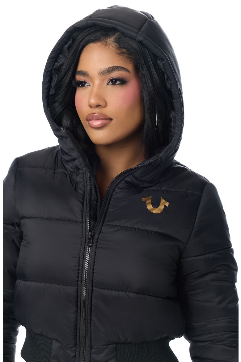 Hooded Cropped Puffer Jacket, Alternate, color, JET BLACK