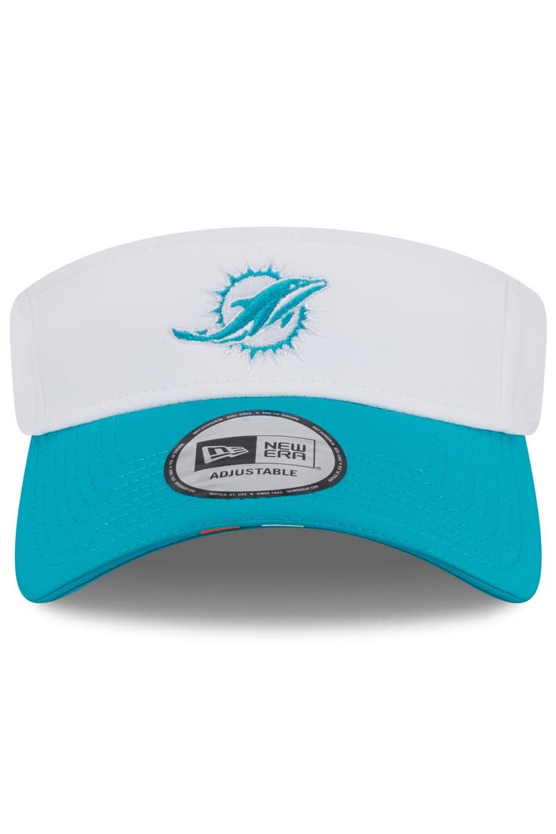 Men's New Era  White/Aqua Miami Dolphins 2025 NFL Training Camp Adjustable Visor, Alternate, color, White