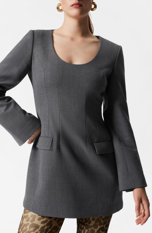 & Other Stories Long Sleeve Tailored Minidress In Grey Medium Dusty