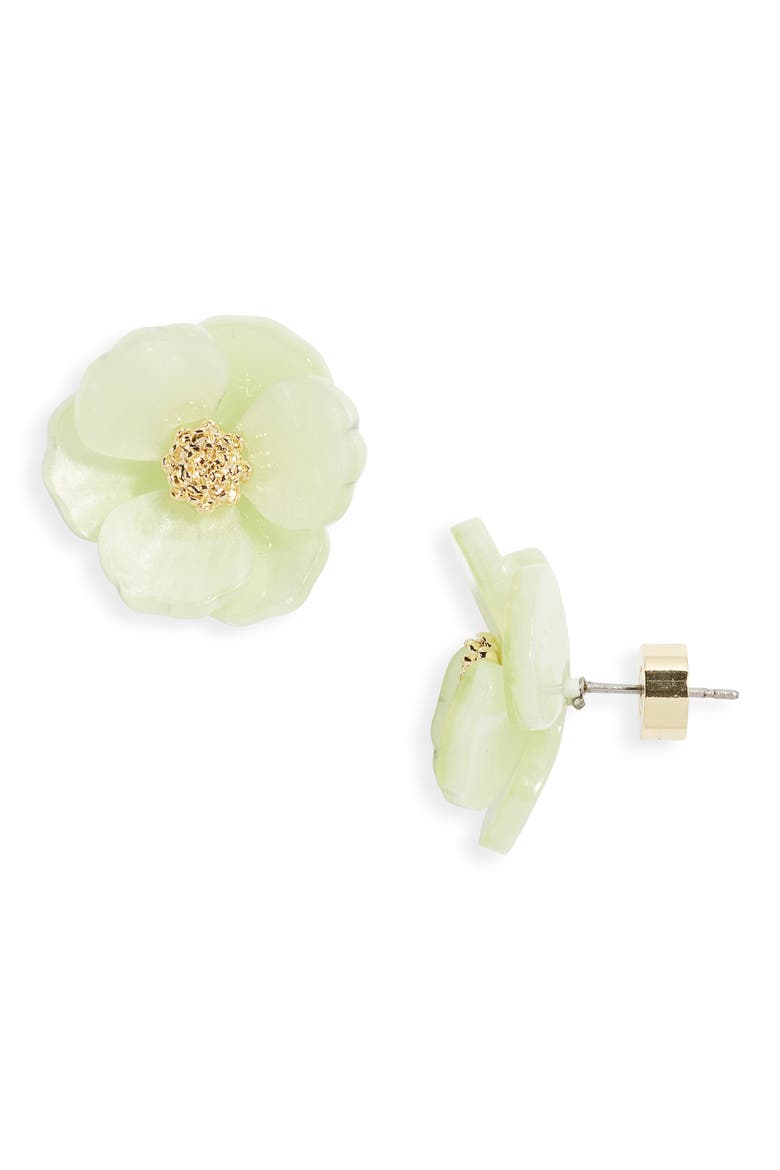 Floral Statement Stud Earrings, Main, color, MINT- GOLD