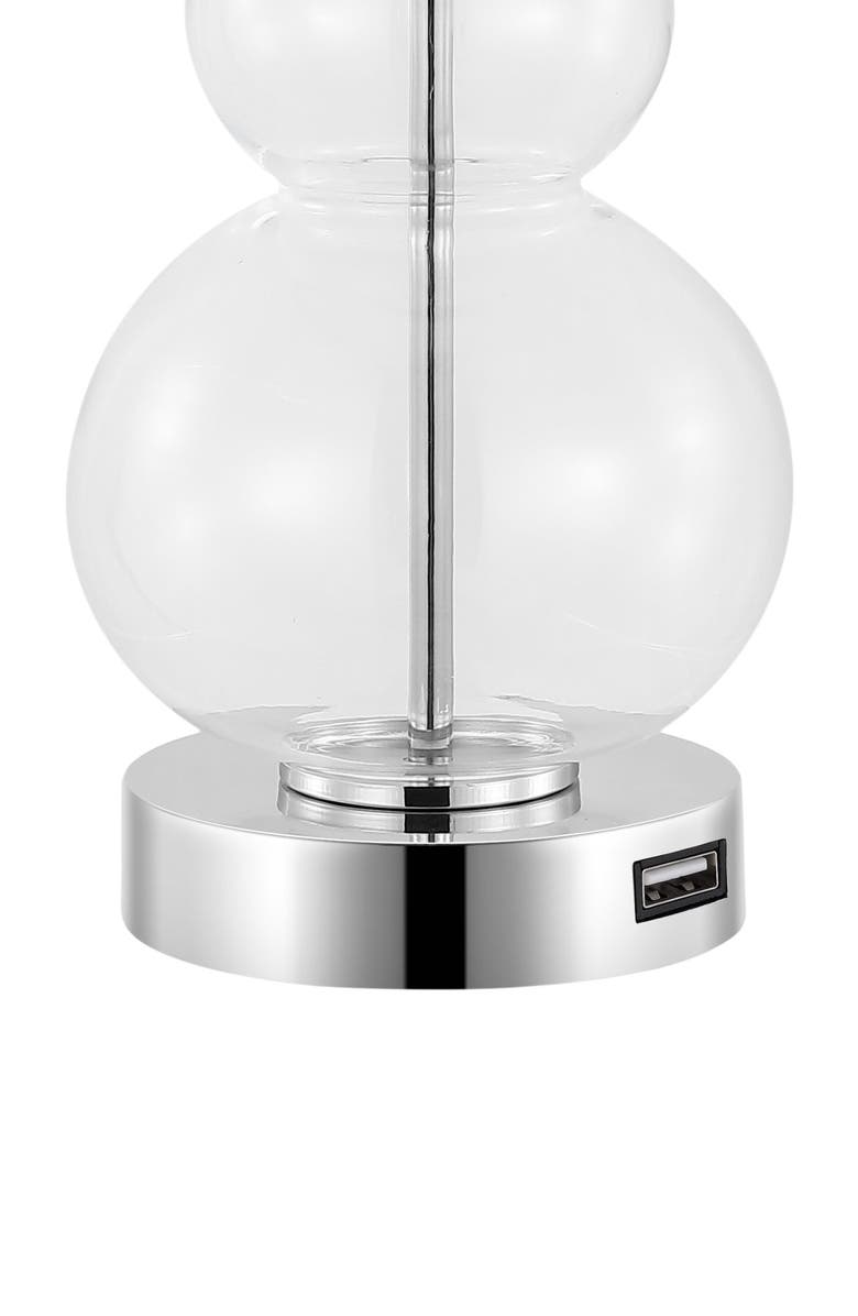 JONATHAN Y Cora 22" Classic Vintage Glass LED Table Lamp with USB Charging Port, Alternate, color, Chrome/Clear