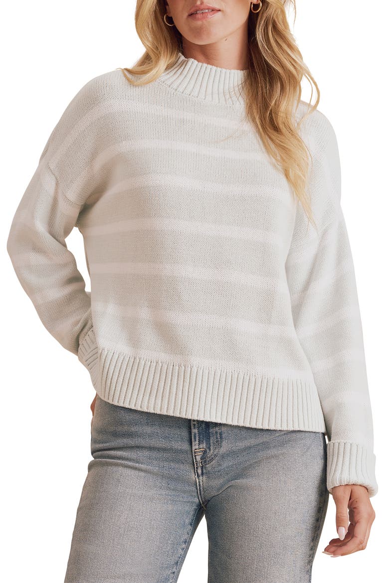 Nora Stripe Mock Neck Sweater, Main, color, ALPINE GREEN/ SHELL