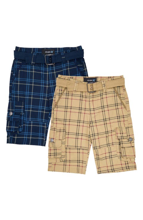 Kids' 2-Pack Belted Twill Cargo Shorts