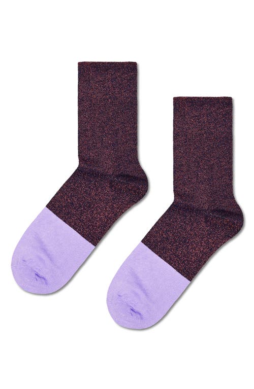 Happy Socks Metallic Colorblock Crew Socks in Dark Red 