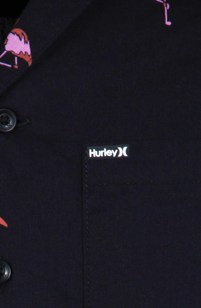 Hurley Kids' Tropical Print Short Sleeve Camp Shirt, Alternate, color, 