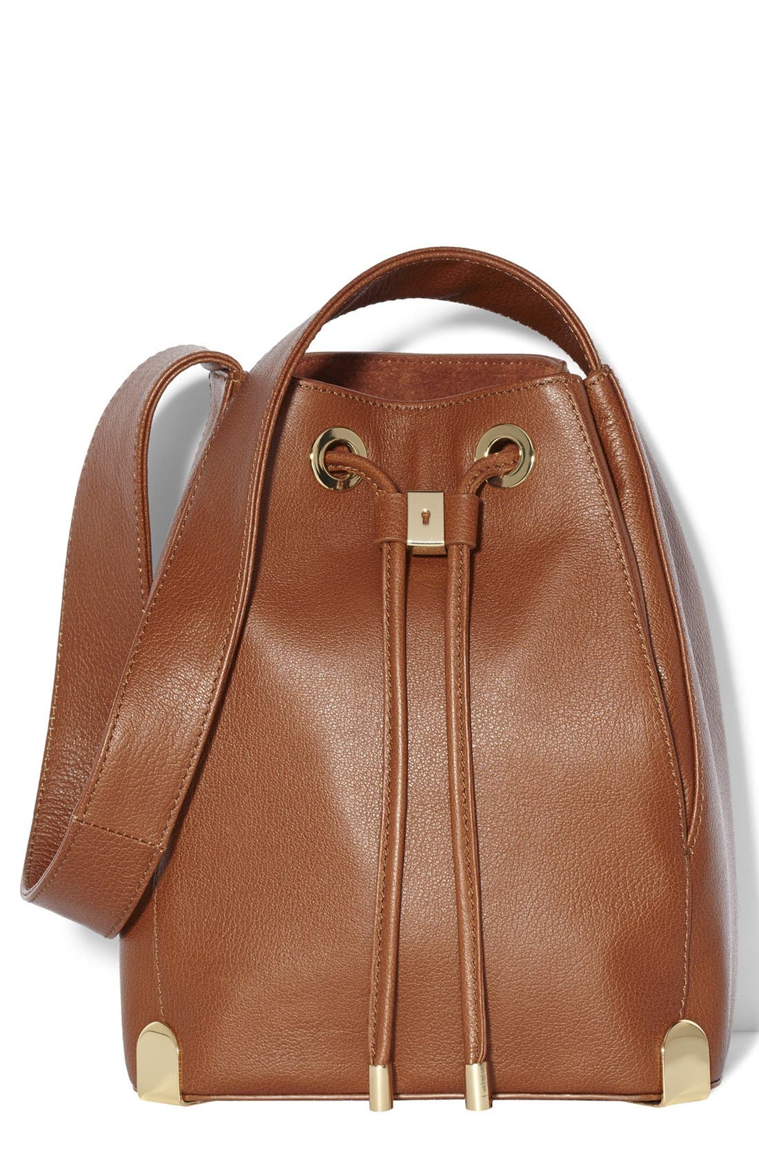 'Janet' Drawstring Tote, Main, color, WHISKEY