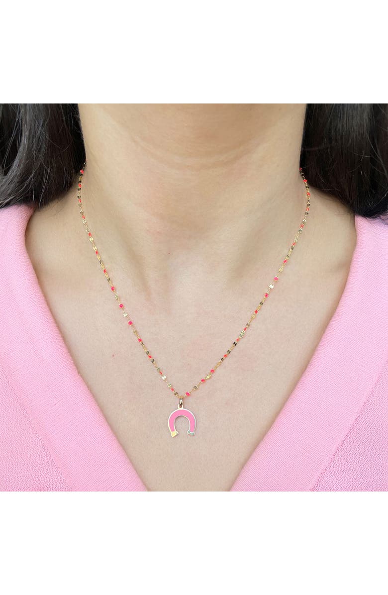 The Lovery Fine Jewelry Bubblegum Pink Horseshoe Charm, Alternate, color, Bubblegum Pink