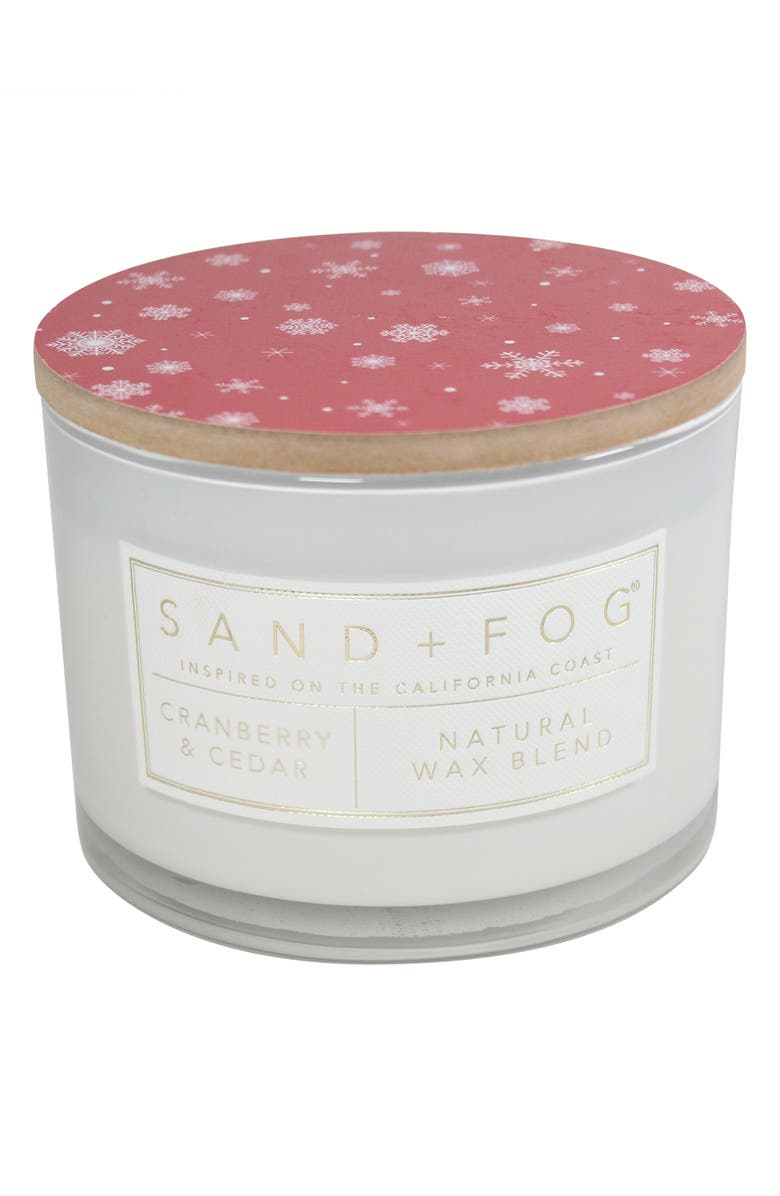 SAND AND FOG Cranberry & Cedar Two-Wick Candle, Main, color, White