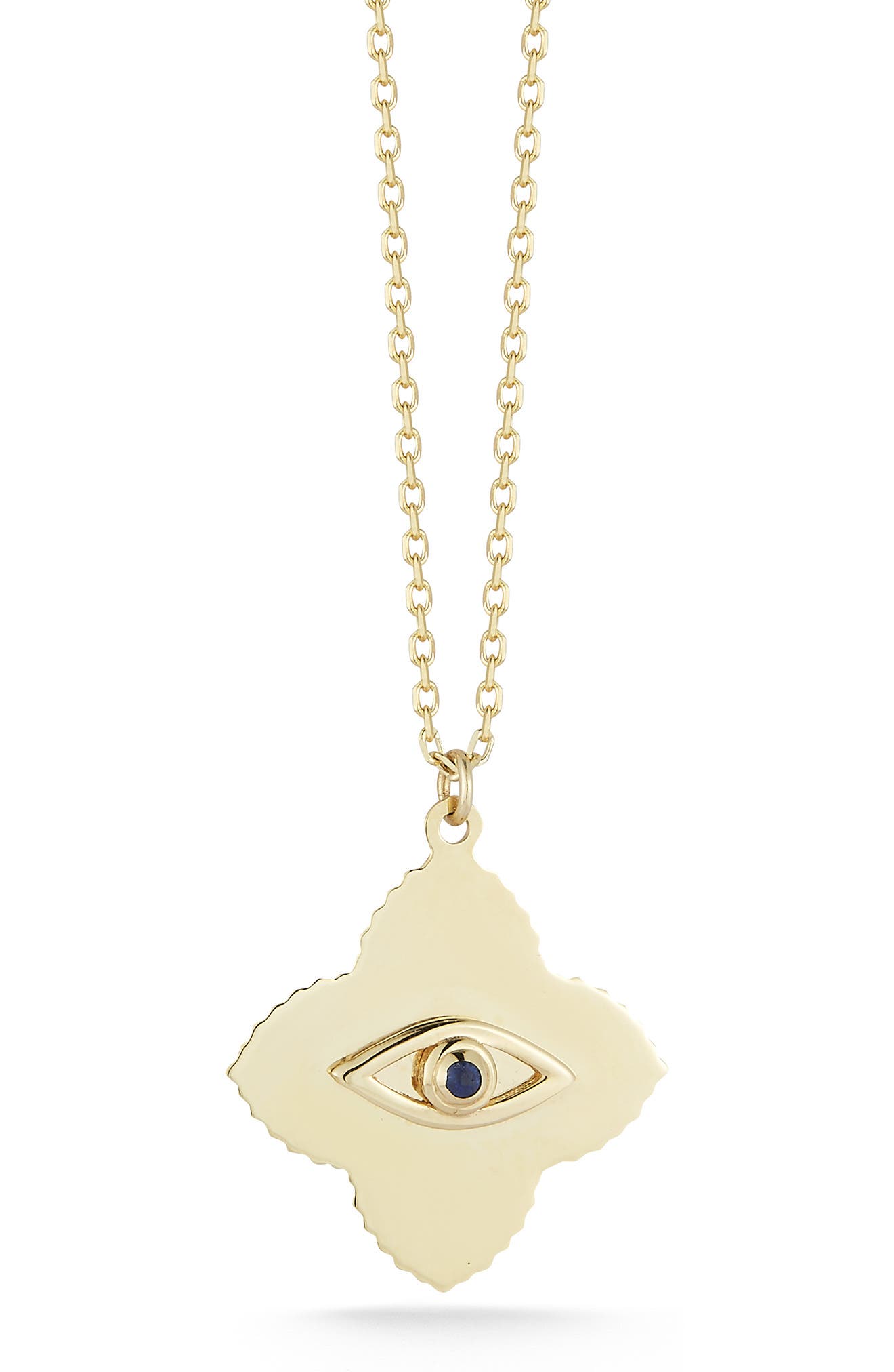 Ember Fine Jewelry 14K Gold Sapphire Evil Eye Pendant Necklace