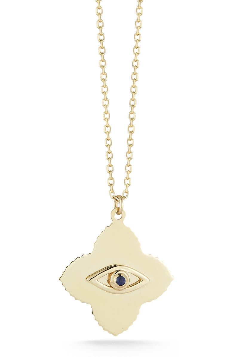Ember Fine Jewelry 14K Gold Sapphire Evil Eye Pendant Necklace, Main, color, Gold