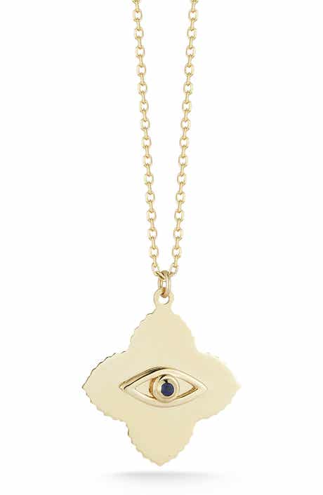 Ember Fine Jewelry 14K Gold Sapphire Evil Eye Pendant Necklace