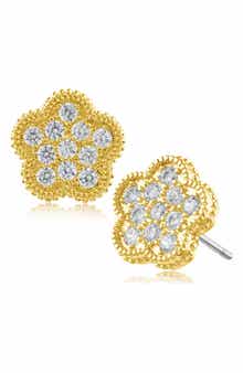 Pavé Cubic Zirconia Five Clover Stud Earrings