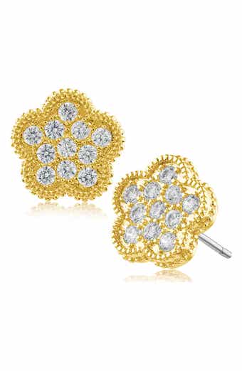 Pavé Cubic Zirconia Five Clover Stud Earrings