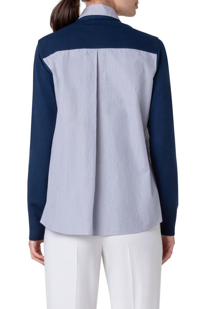 Mixed Media Cardigan, Alternate, color, INK-CREAM