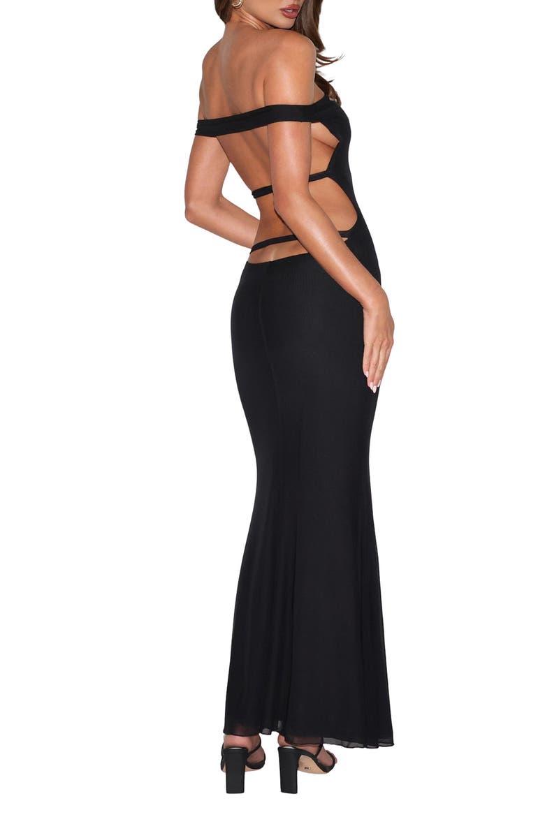 Kerrigan Off the Shoulder Cut Out Maxi Dress, Alternate, color, BLACK
