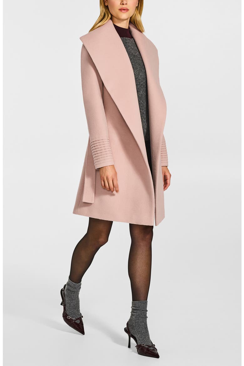 Shawl Collar Baby Alpaca Blend Wrap Coat, Alternate, color, BLUSH PINK