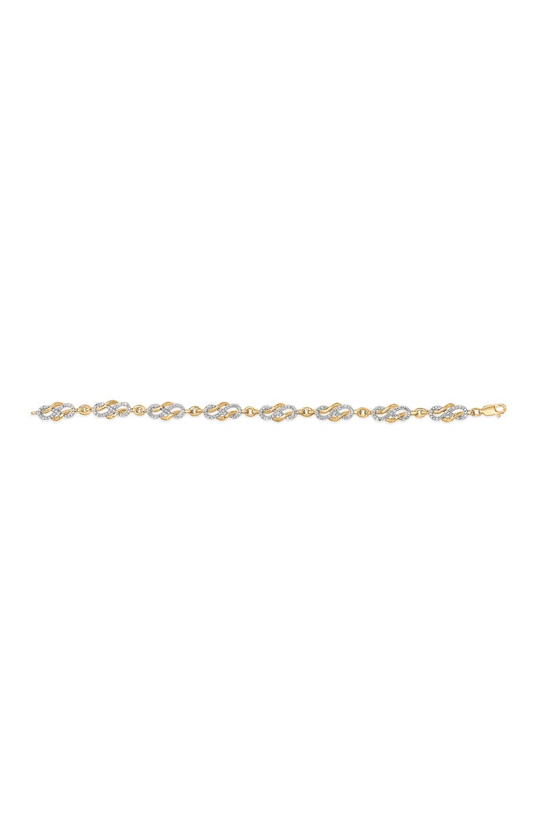 Haus of Brilliance 14K Yellow Gold Plated Silver 1.0 Cttw Diamond Infinity Loop and Swirl Link Bracelet, Alternate, color, Yellow