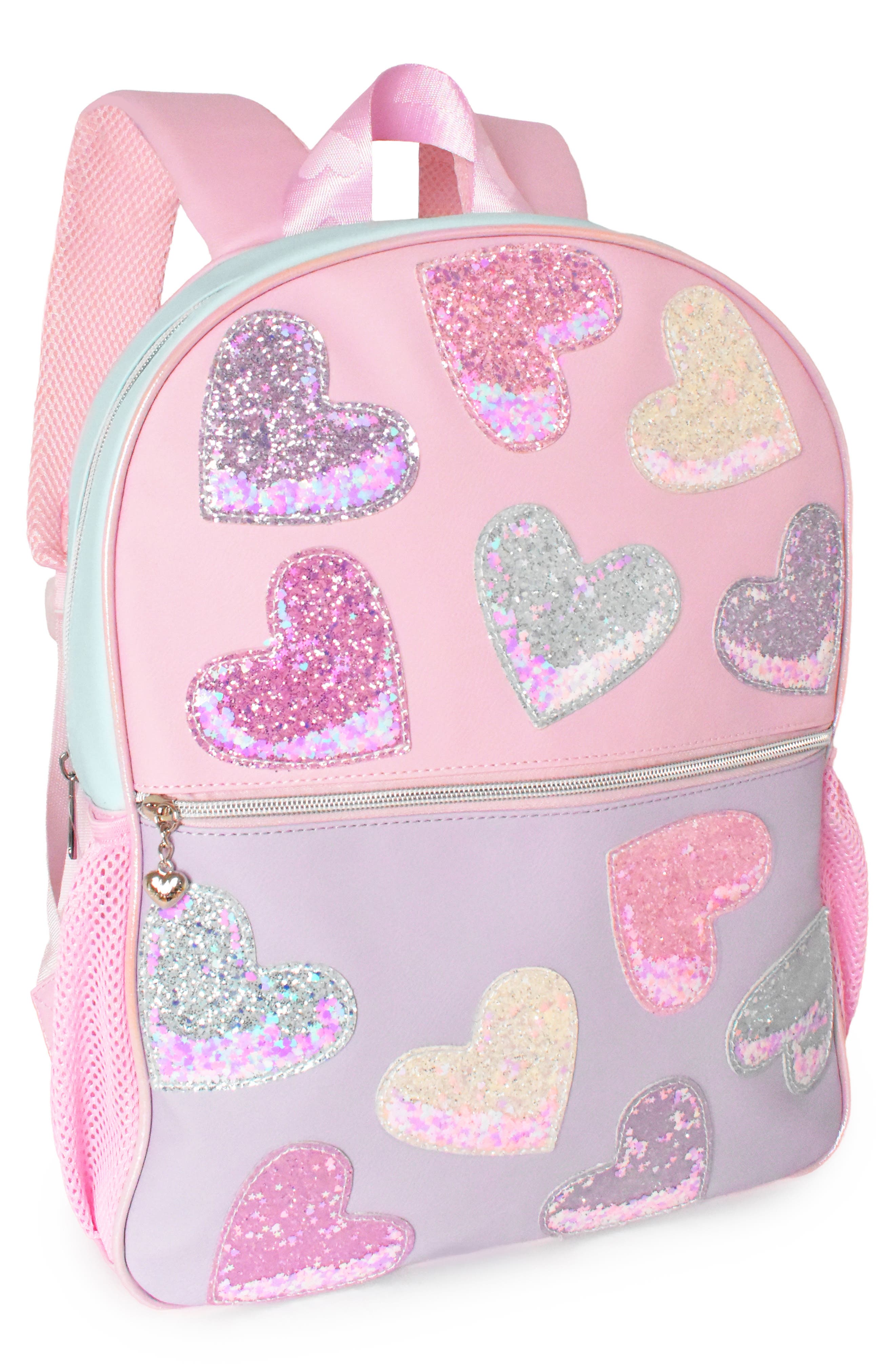 Glitter Heart Large Backpack, Alternate, color, MULTI COLORS
