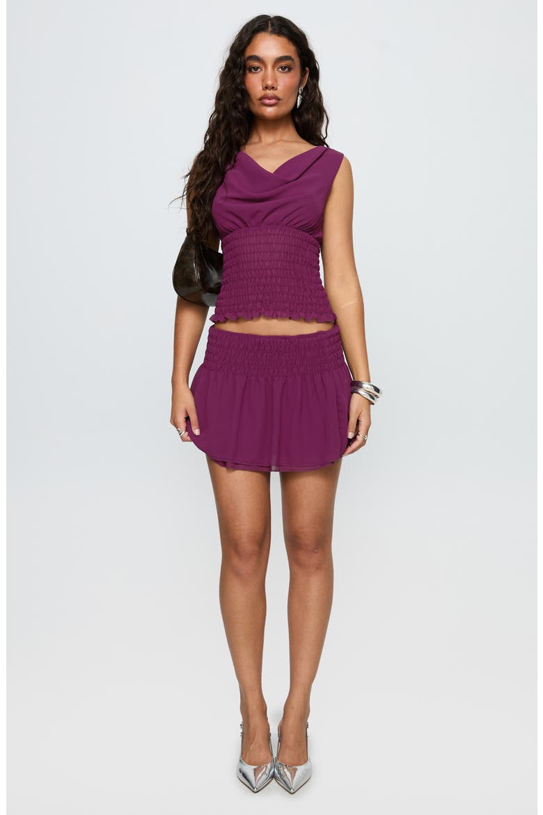 I Belond Shirred Miniskirt, Alternate, color, RED